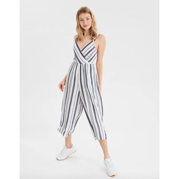American Eagle Outfitters Pants - American Eagle Blue and White Striped Jumpsuit - Tall / Long